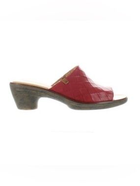 El Naturalista Womens Geranio Coral Leather Slide Heeled Sandals N5351 New